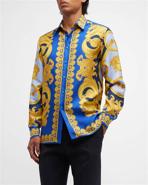 versace baroque silk shirt|silk versace shirt men's.